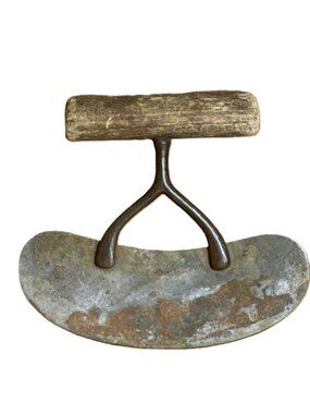 Antique Primitive Wishbone Food Chopper Rocker Mincer Wood Handle Farmhouse Deco
